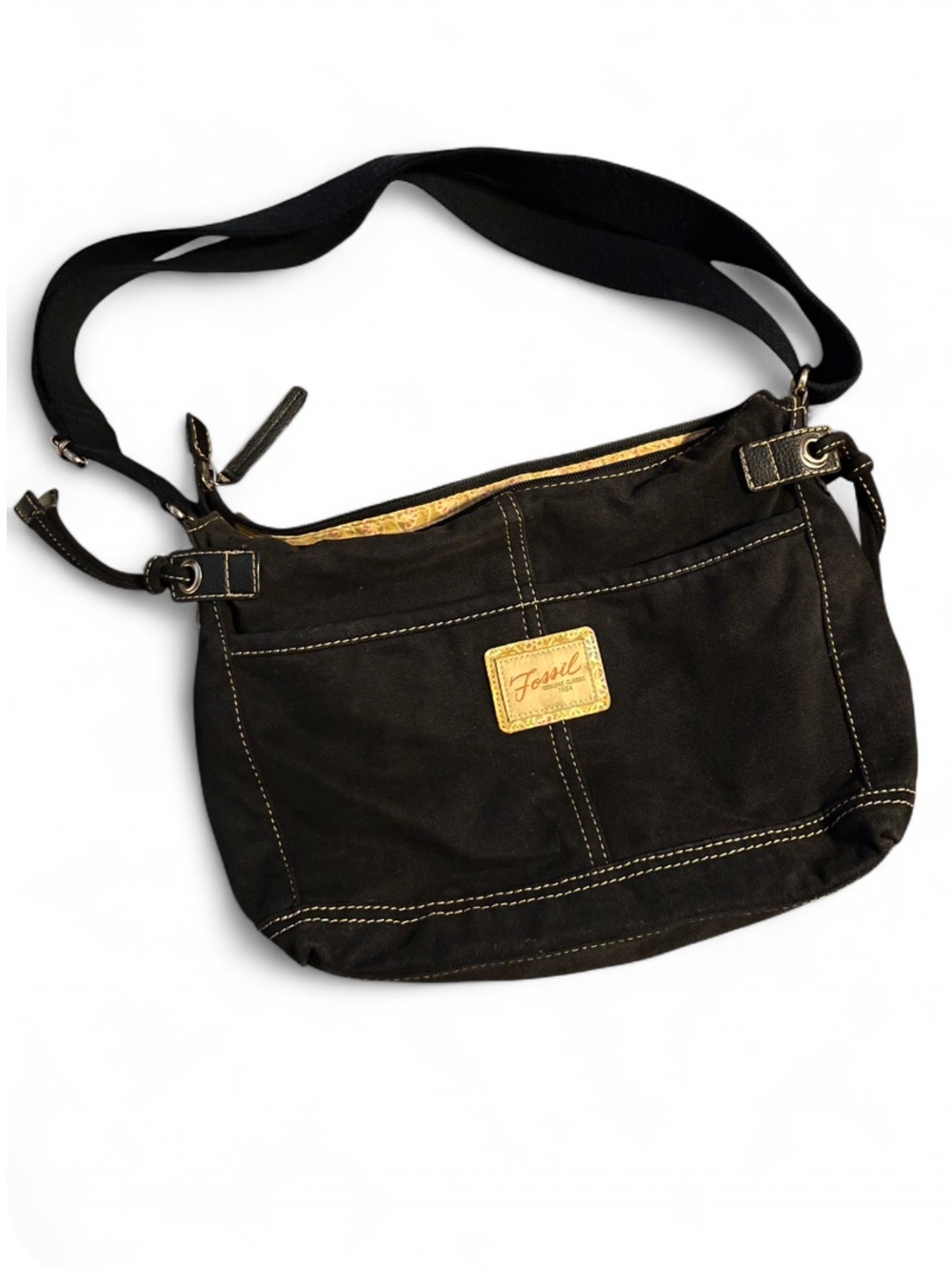 2000s Fossil Black Canvas Bag